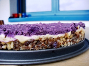 Pomarančovo-čučoriedkový raw cheesecake