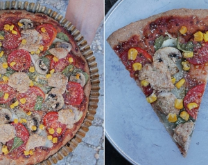 Špaldová pizza s mandlovým krémem
