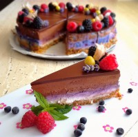 Borůvkovo-čokoládový cheesecake