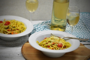 AGLIO OLIO PEPERONCINO....a rajčata navíc